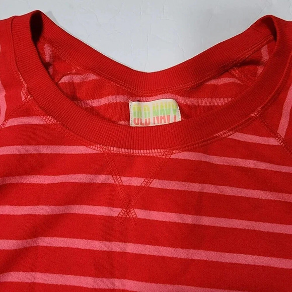 Old Navy  RED/WHITE Striped Sweat Shirt Women's XL Longsleeve Crewneck - Picture 9 of 10